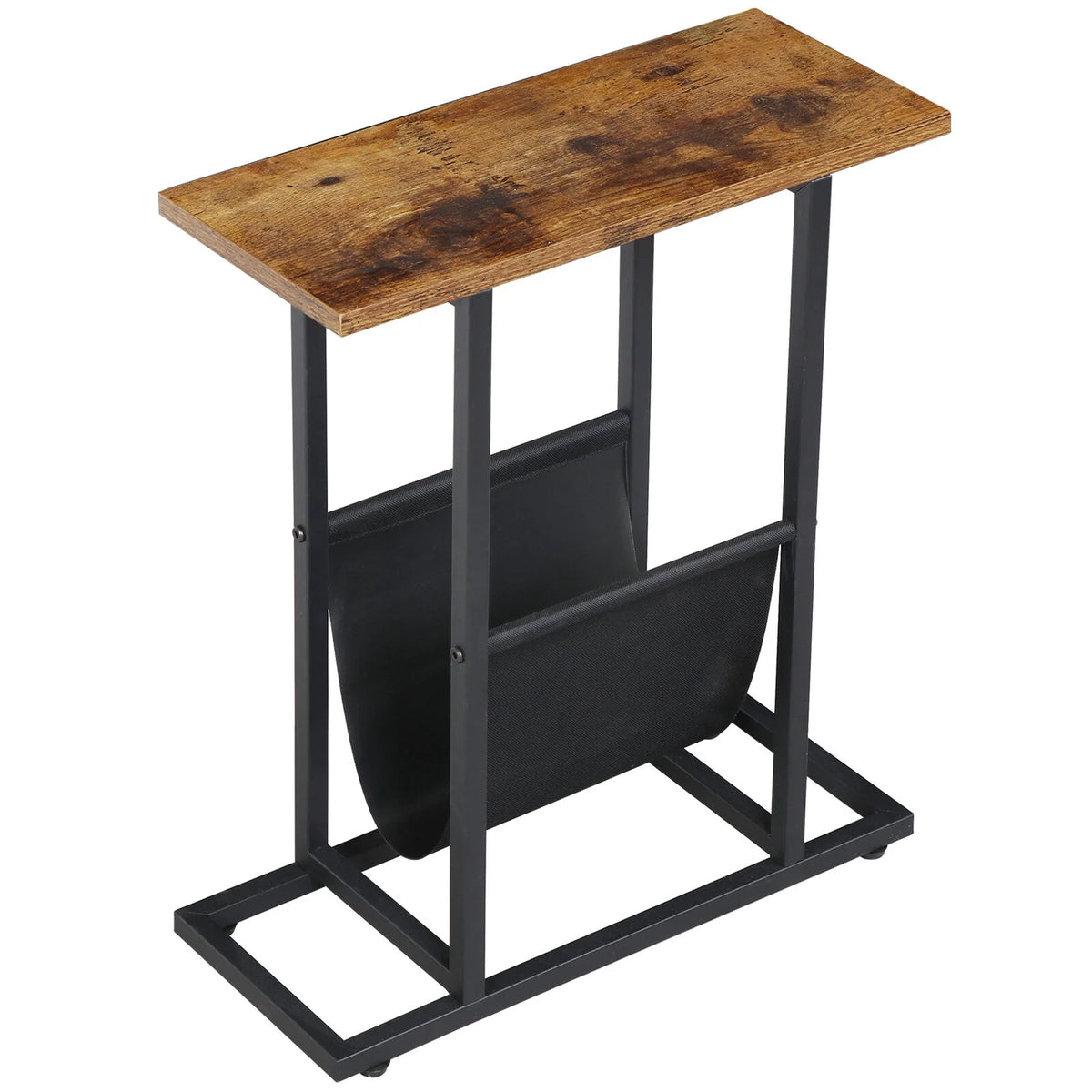 Narrow Brown Side Table with Magazine Holder J754910