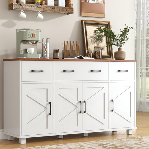 Blue Wood Buffet Cabinet with Drawers A46074