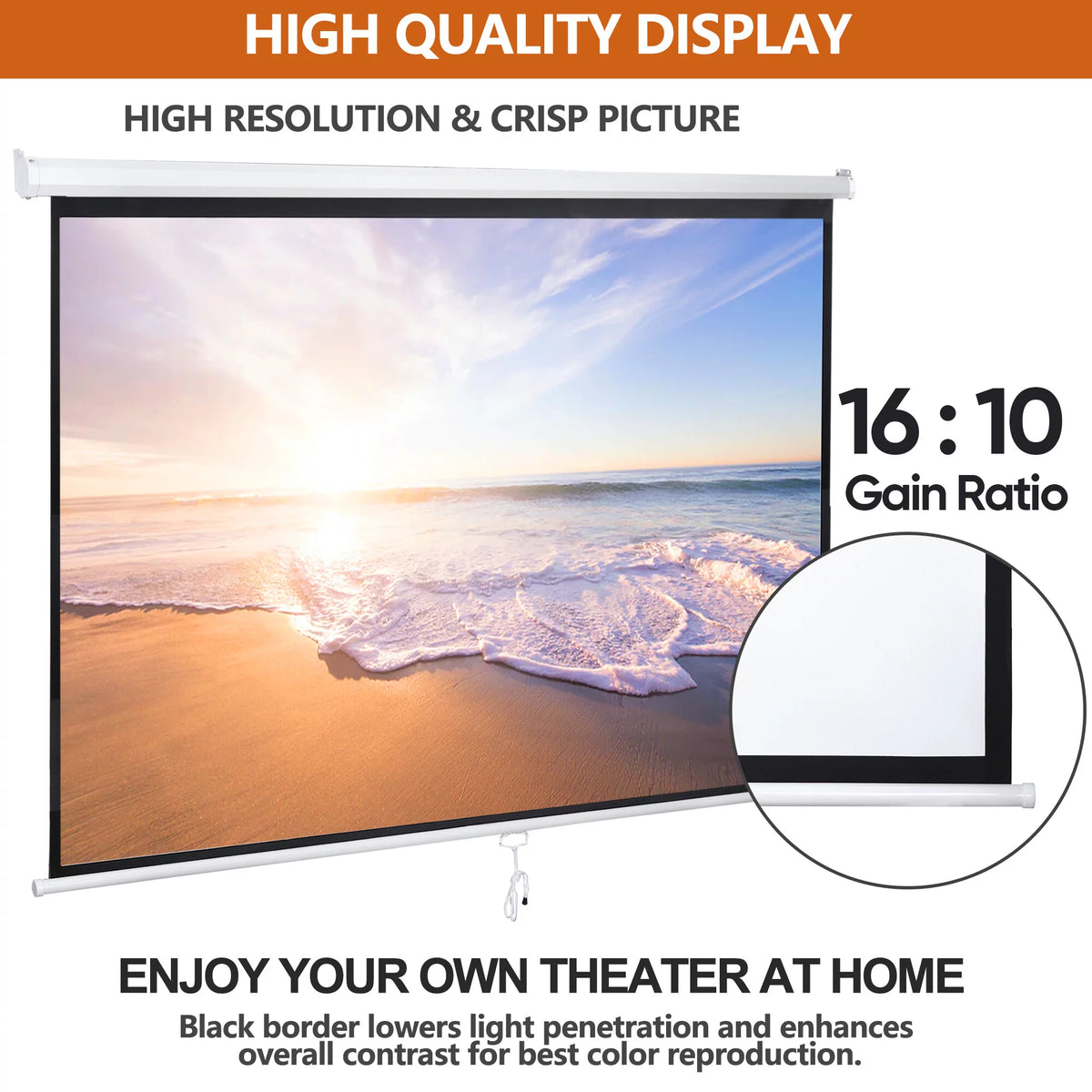 100 inch 16:10 HD 4K Projector Screen V66145