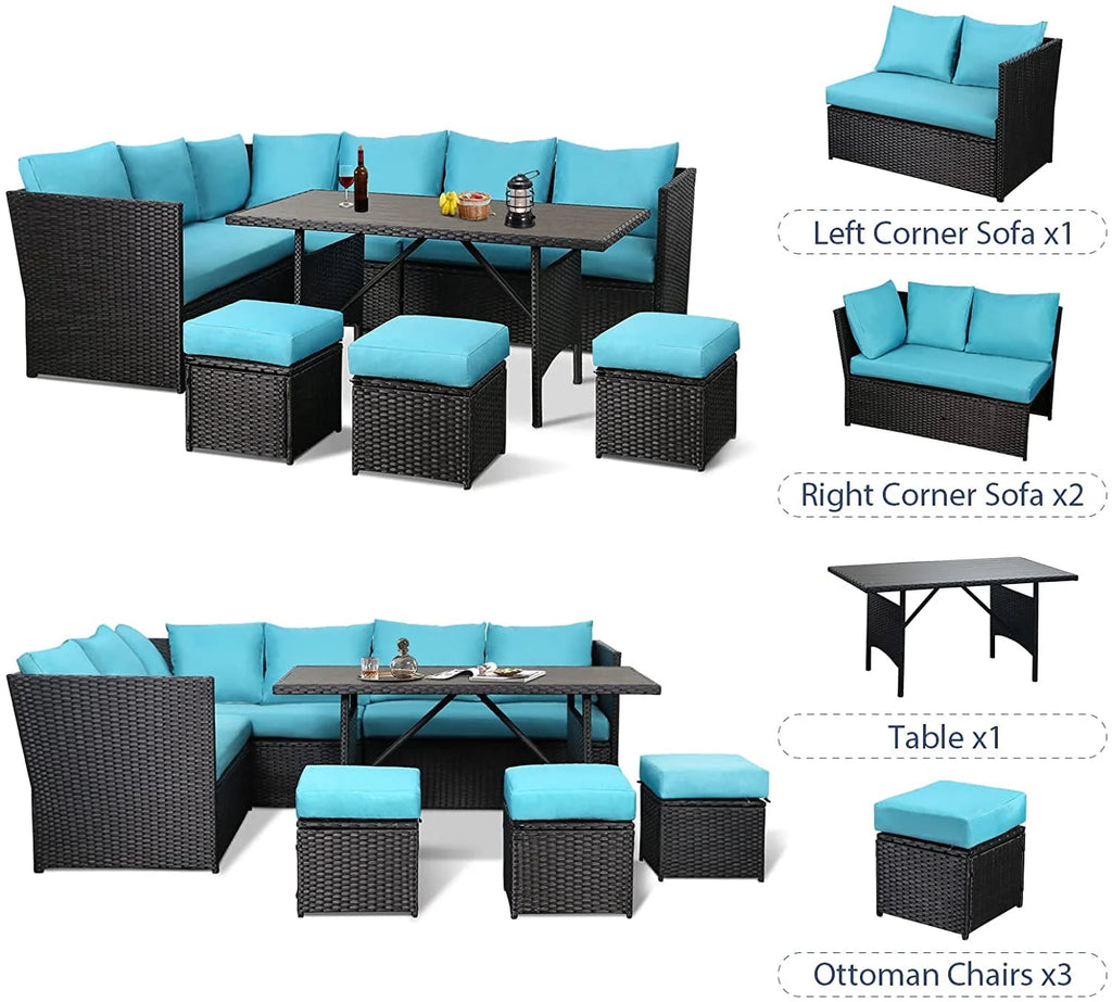 7-Piece PE Rattan Wicker Patio Conversation Set X43485
