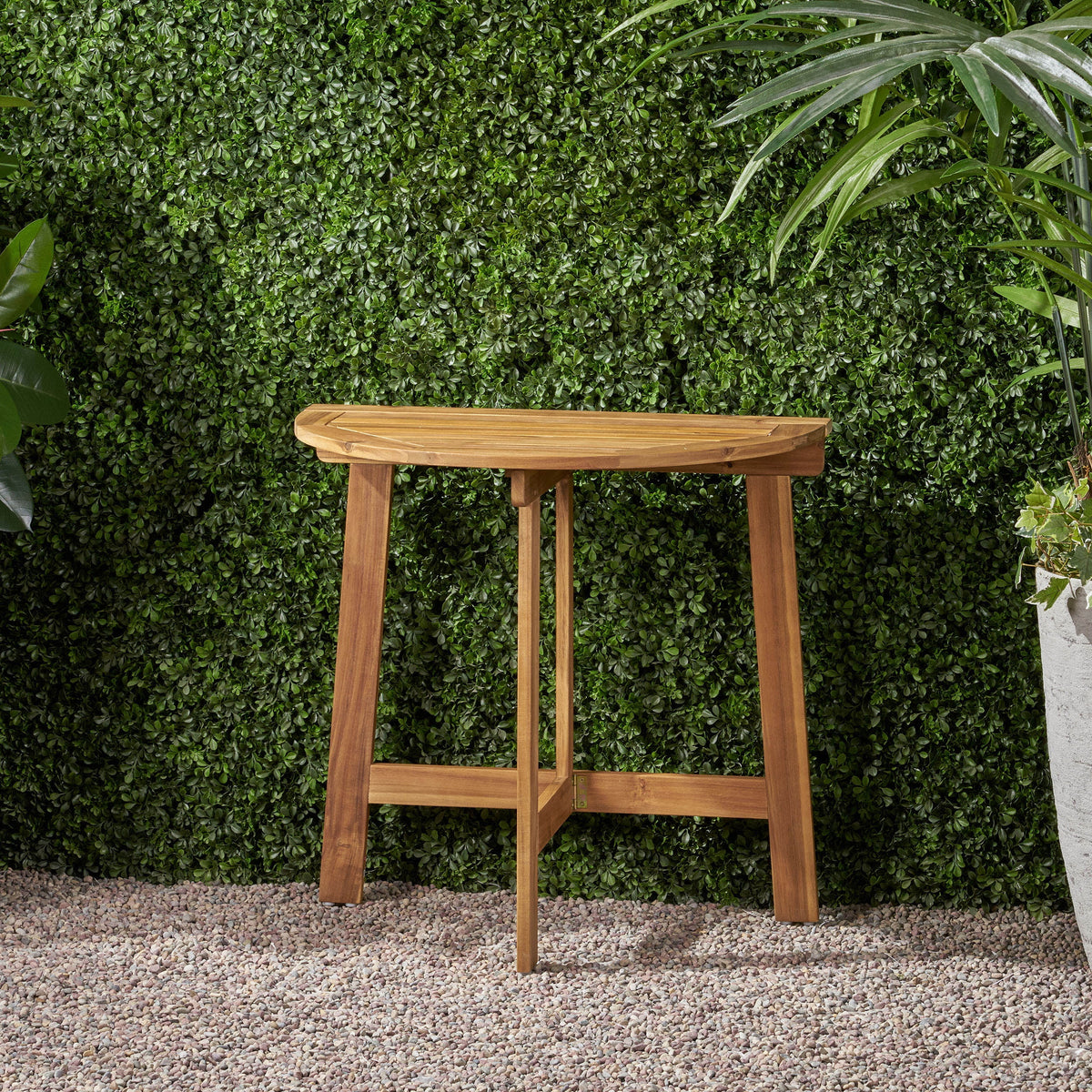 Acacia Wood Half Round Folding Bistro Table W493