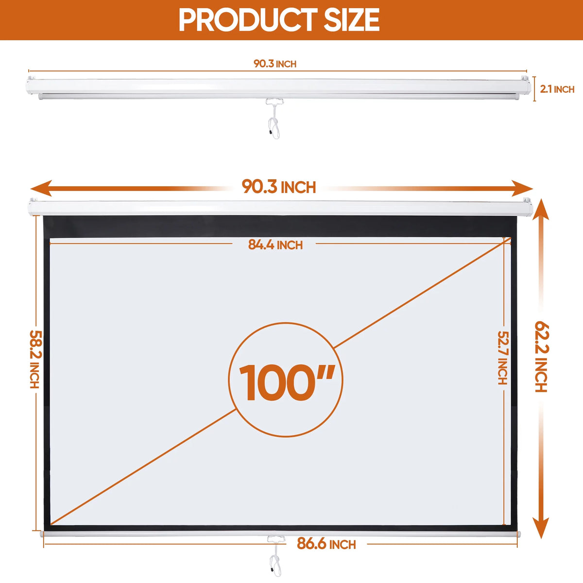 100 inch 16:10 HD 4K Projector Screen V66145