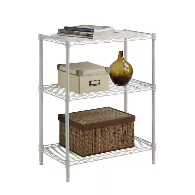 Ivory 3-Tier Metal Wire Shelving Unit O92275