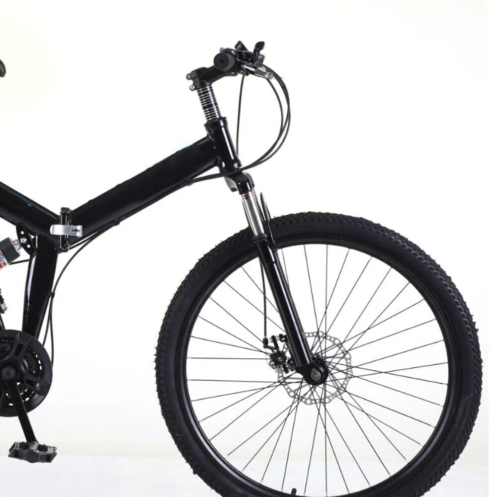 21 Speed Folding Mountain Bike Carbon Steel Adults Foldable Bicycle T214