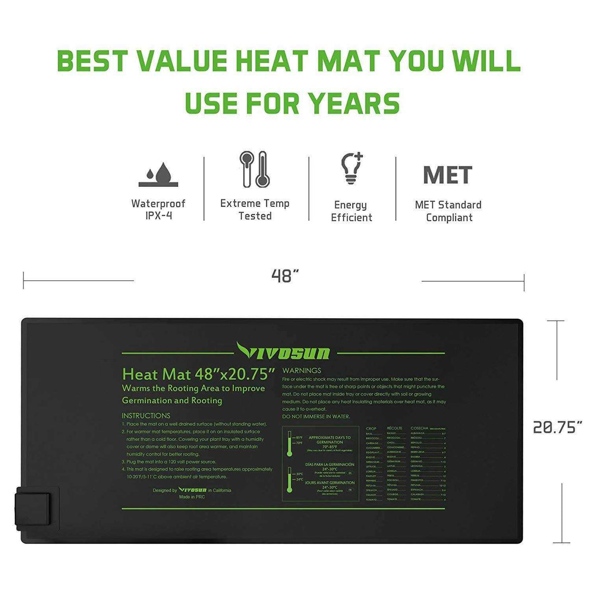 Seedling Heat Mat and Digital Thermostat Combo Set W7852