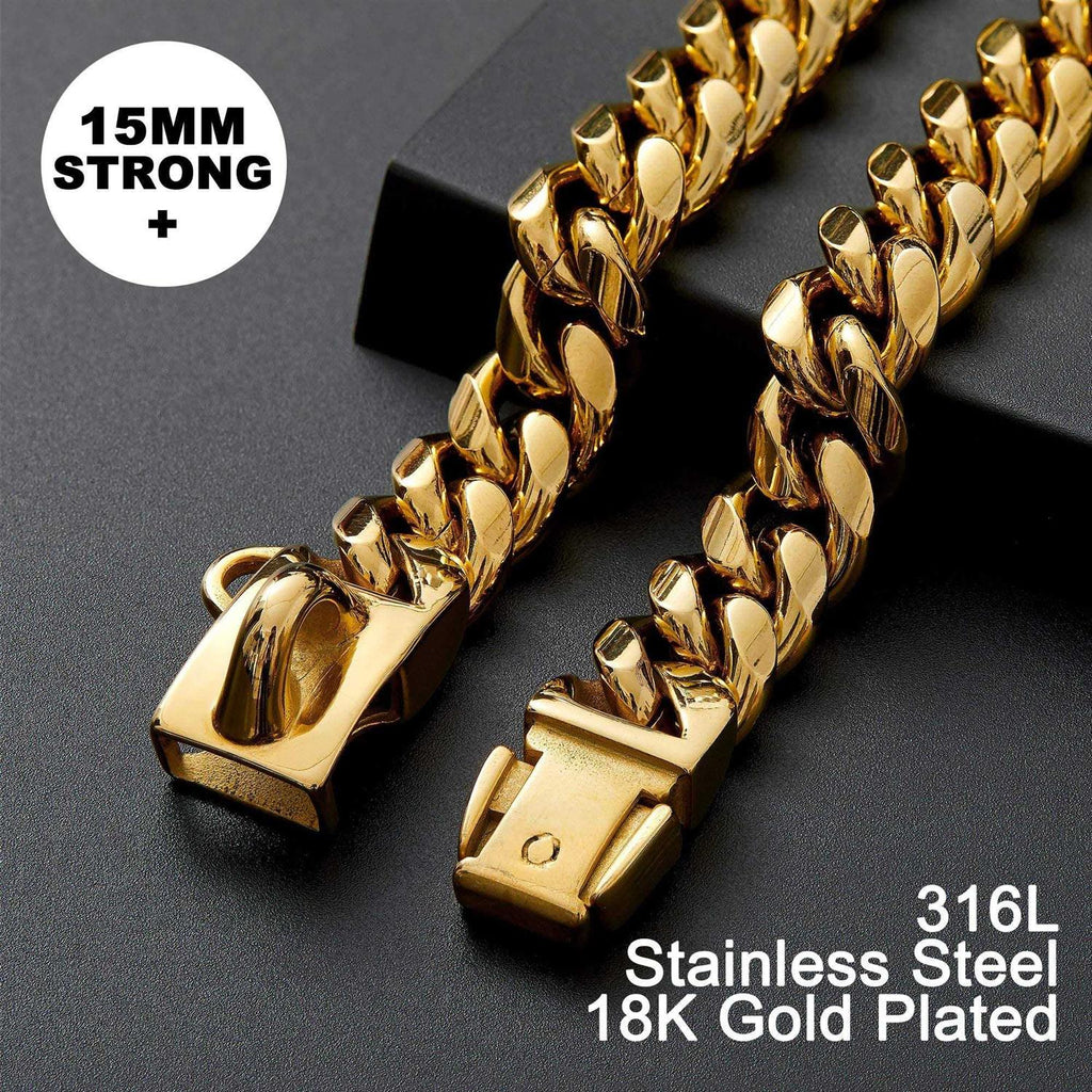 Gold Dog Chain Collar with Secure Buckle J76364