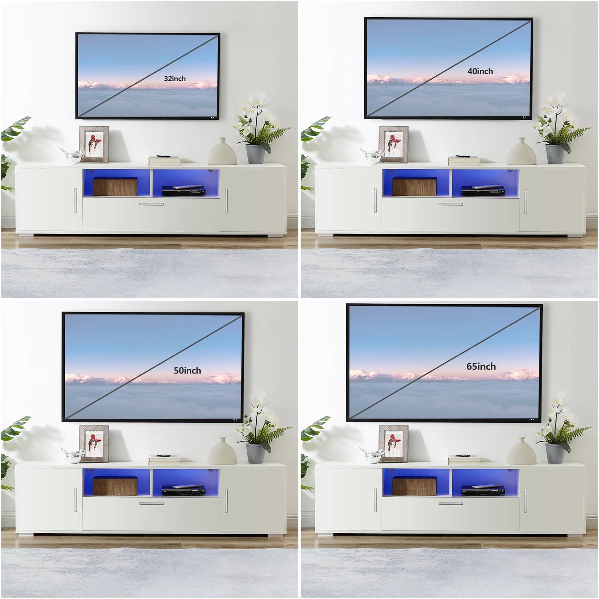 Black TV Stand with Storage Cabinet and Drawer P6258