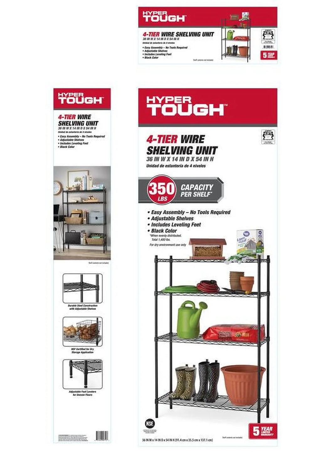 Steel 4-Tier Storage Shelf Unit White C505942