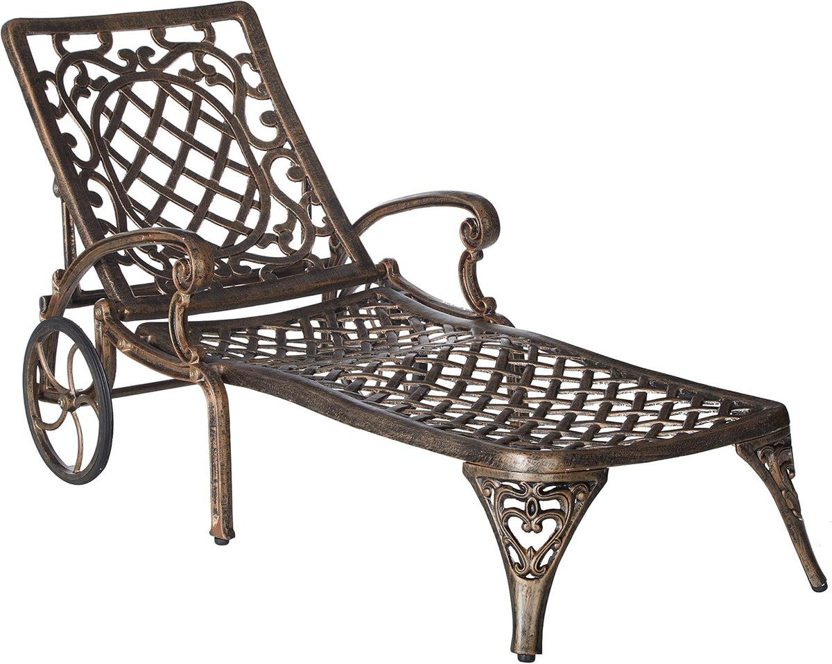 Antique Bronze Cast Aluminum Chaise Lounge F667095