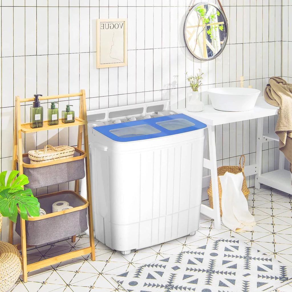 Portable Mini Twin Tub Washing Machine and Spin Dryer Combo, Blue B379