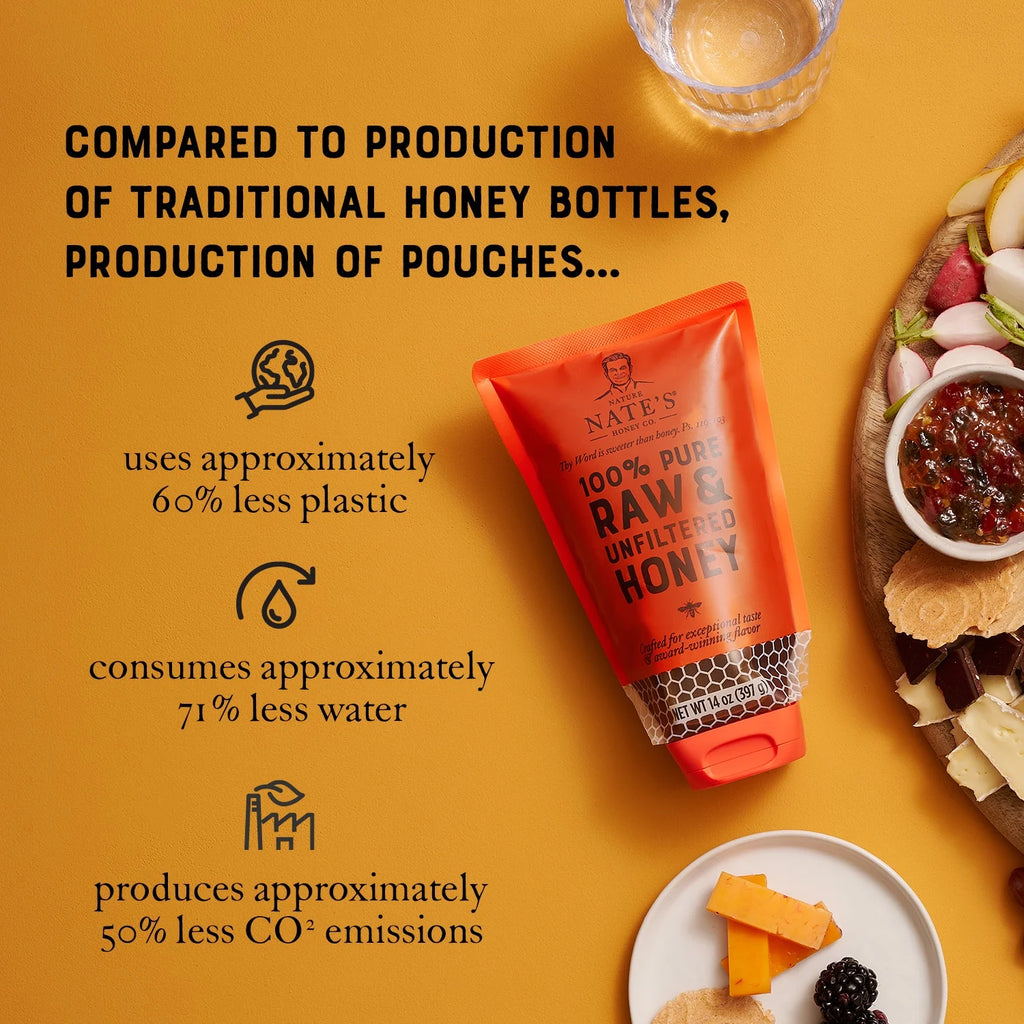 100% Pure Raw Unfiltered Honey Pouch 14 fl oz S4977