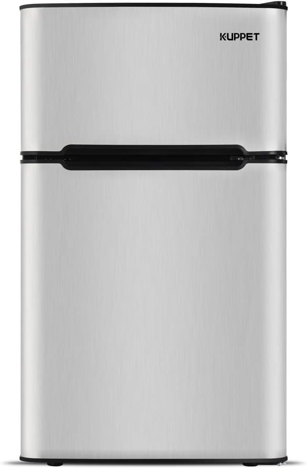 Compact 3.2 Cu.Ft Double Door Stainless Steel Refrigerator B1668