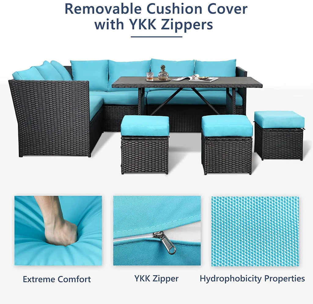 7-Piece PE Rattan Wicker Patio Conversation Set X43485