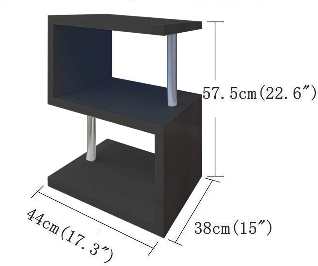 Black High Gloss S-Shaped Coffee Table with LED Backlight G86859