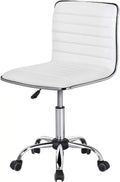 White PU Leather Armless Swivel Desk Chair G5153
