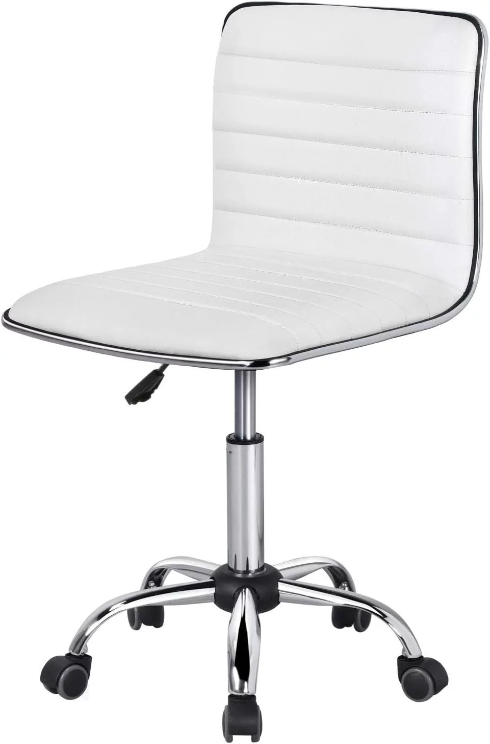 White PU Leather Armless Swivel Desk Chair G5153