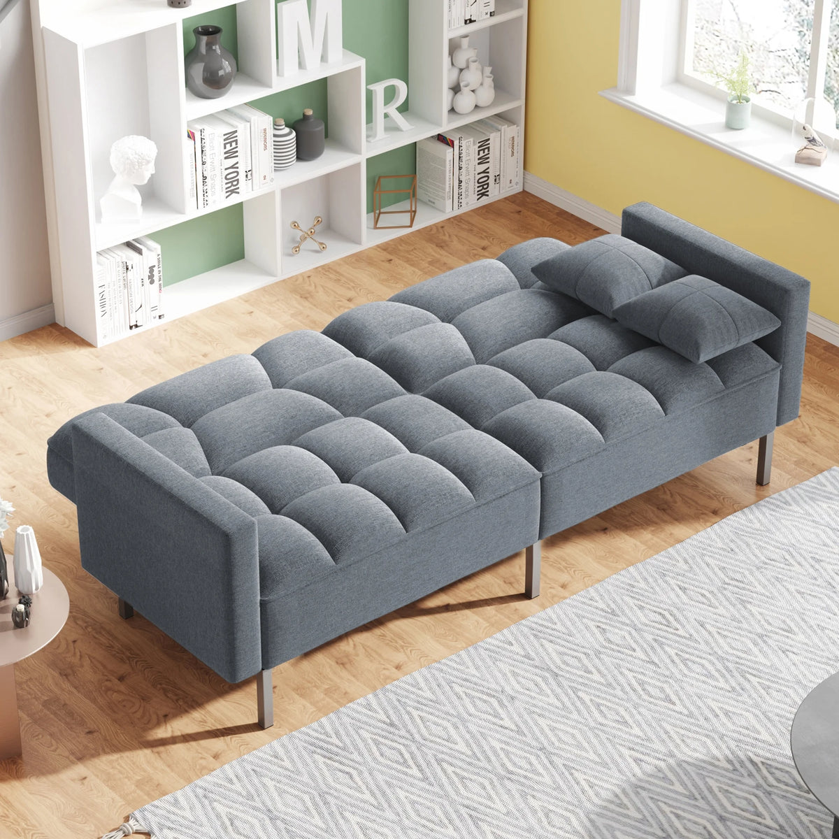 Dark Gray Linen Convertible Futon Sofa Bed B704185