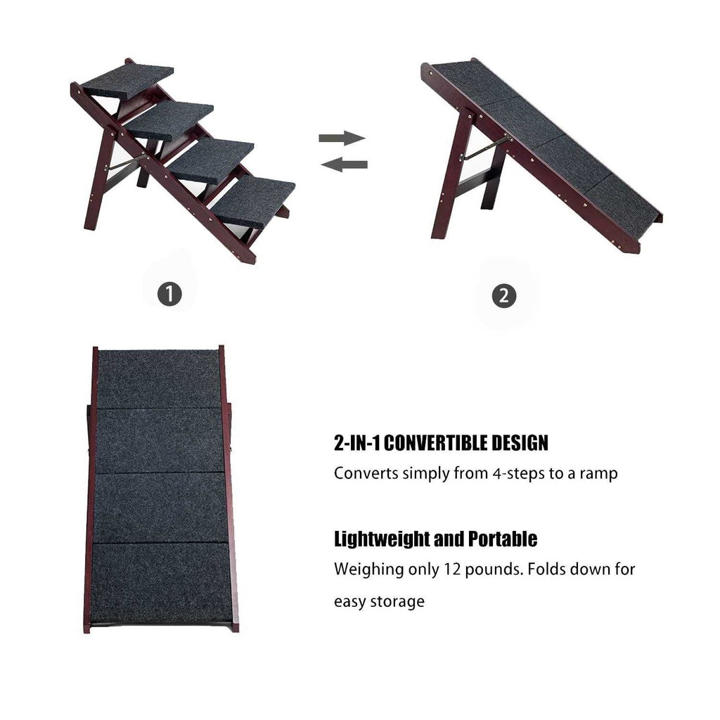 Foldable 4 Levels Wooden Pet Stairs & Ramp R17075