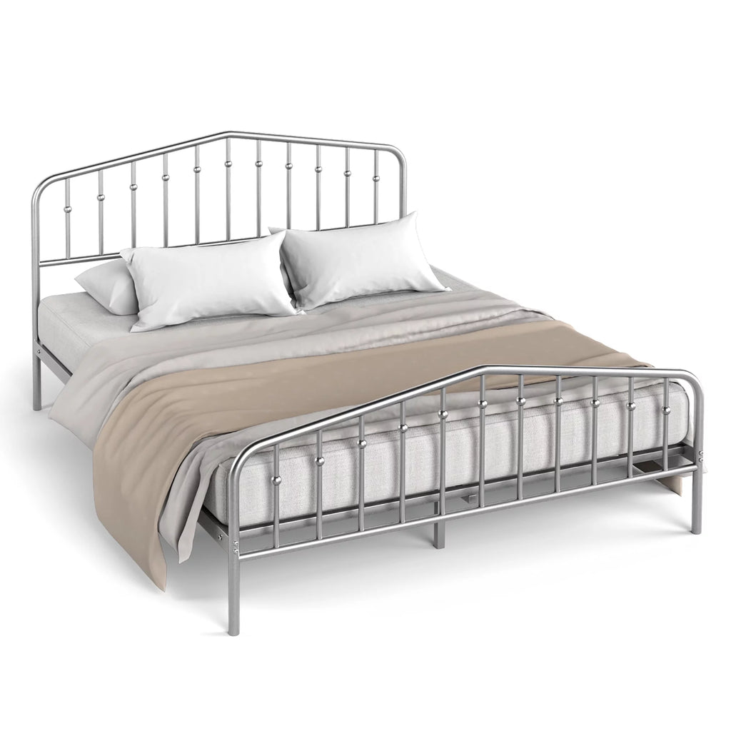 Queen Size Metal Bed Frame with Headboard and Footboard F980546
