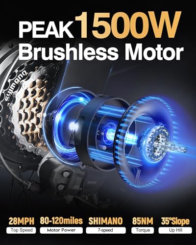 1500W 20" Fat Tire Electric Bike 7-Speed Z337744