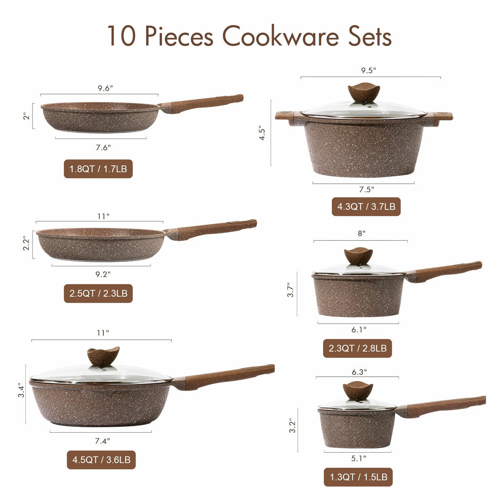 10 Pcs Nonstick Granite Cookware Set M27420