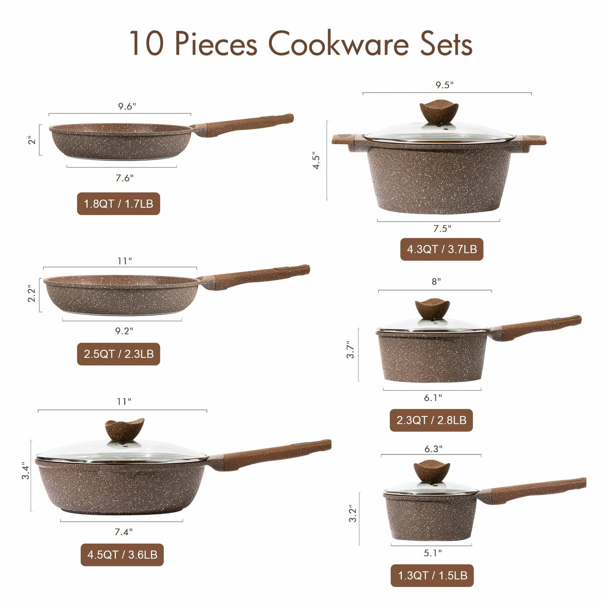 10 Pcs Nonstick Granite Cookware Set M27420