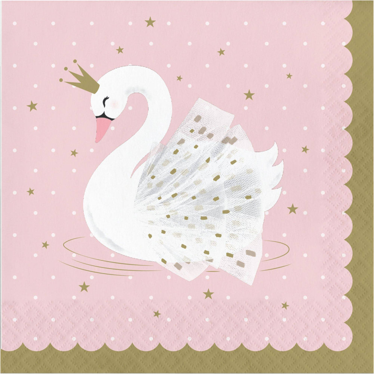 White and Pink Swan 2-Ply Luncheon Napkins M31912