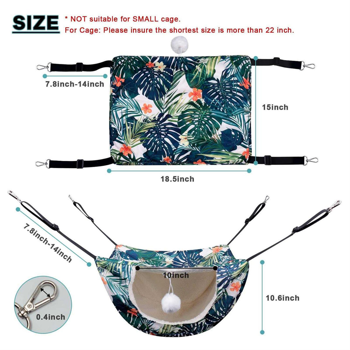 Cat Cage Hammock Double Layer Plush Hanging Pet Bed F9023