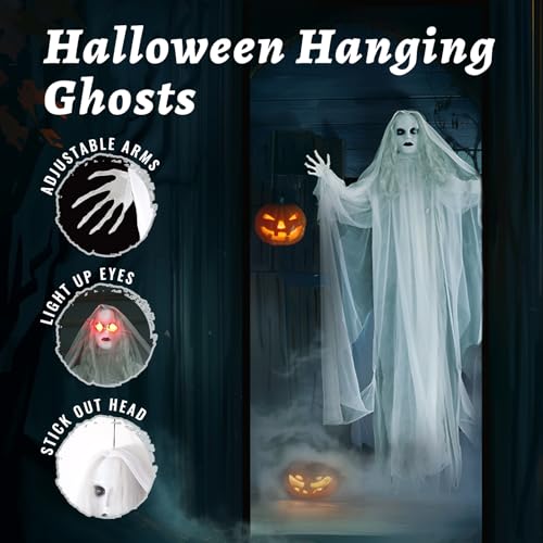 White 6FT Hanging Ghosts Halloween Decoration Z5431