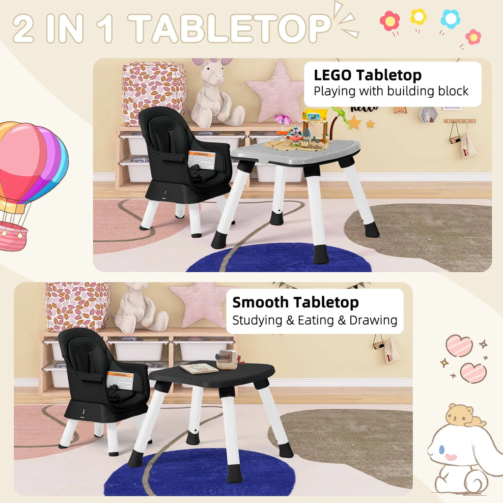 8 in 1 Black Baby High Chair W1881