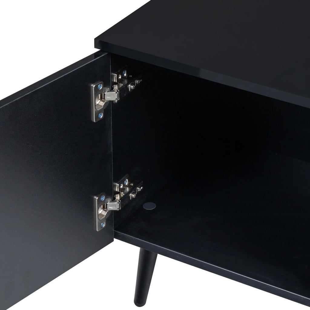 Black TV Stand with LED Lights and Storage Drawers S137
