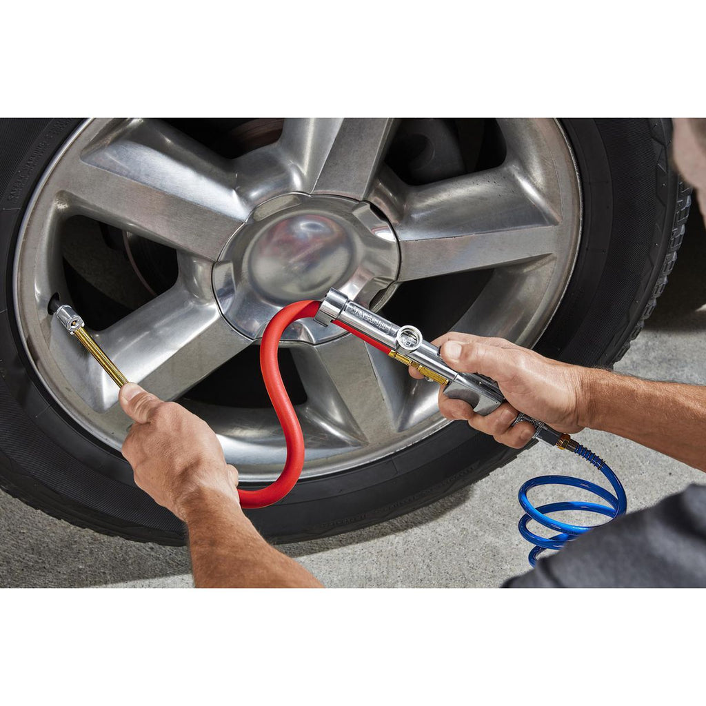 Dual-Head Angle Chuck Inflator with Inline Gauge J369
