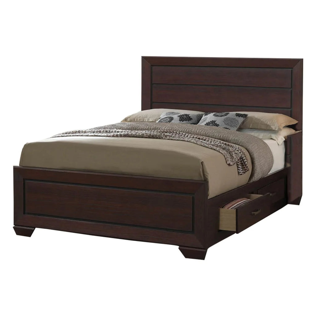 Brown Wooden Eastern King Size Bed with Two Storage Drawers H222