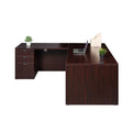 66 Inch Mahogany L-Shape Corner Desk with Storage Pedestal O38675