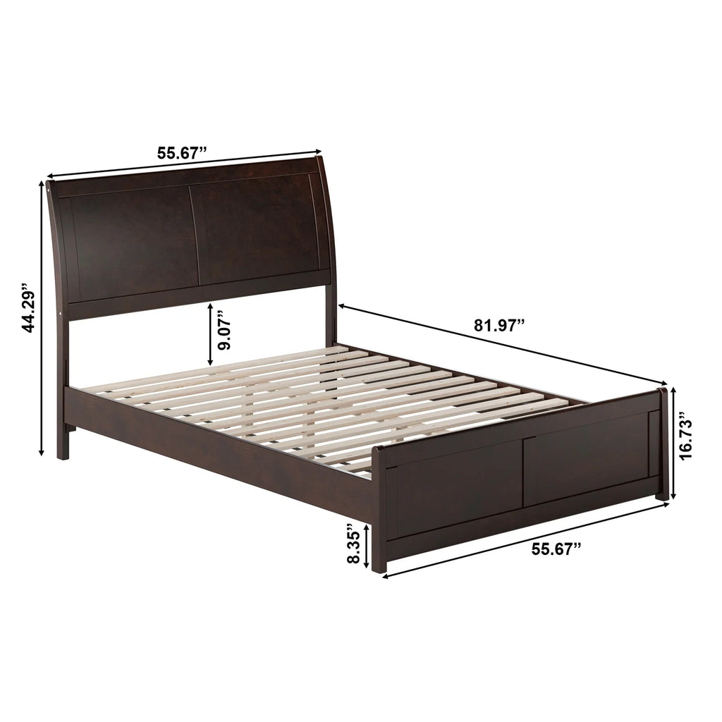 Espresso Full Wood Low Profile Platform Bed with Footboard T268859