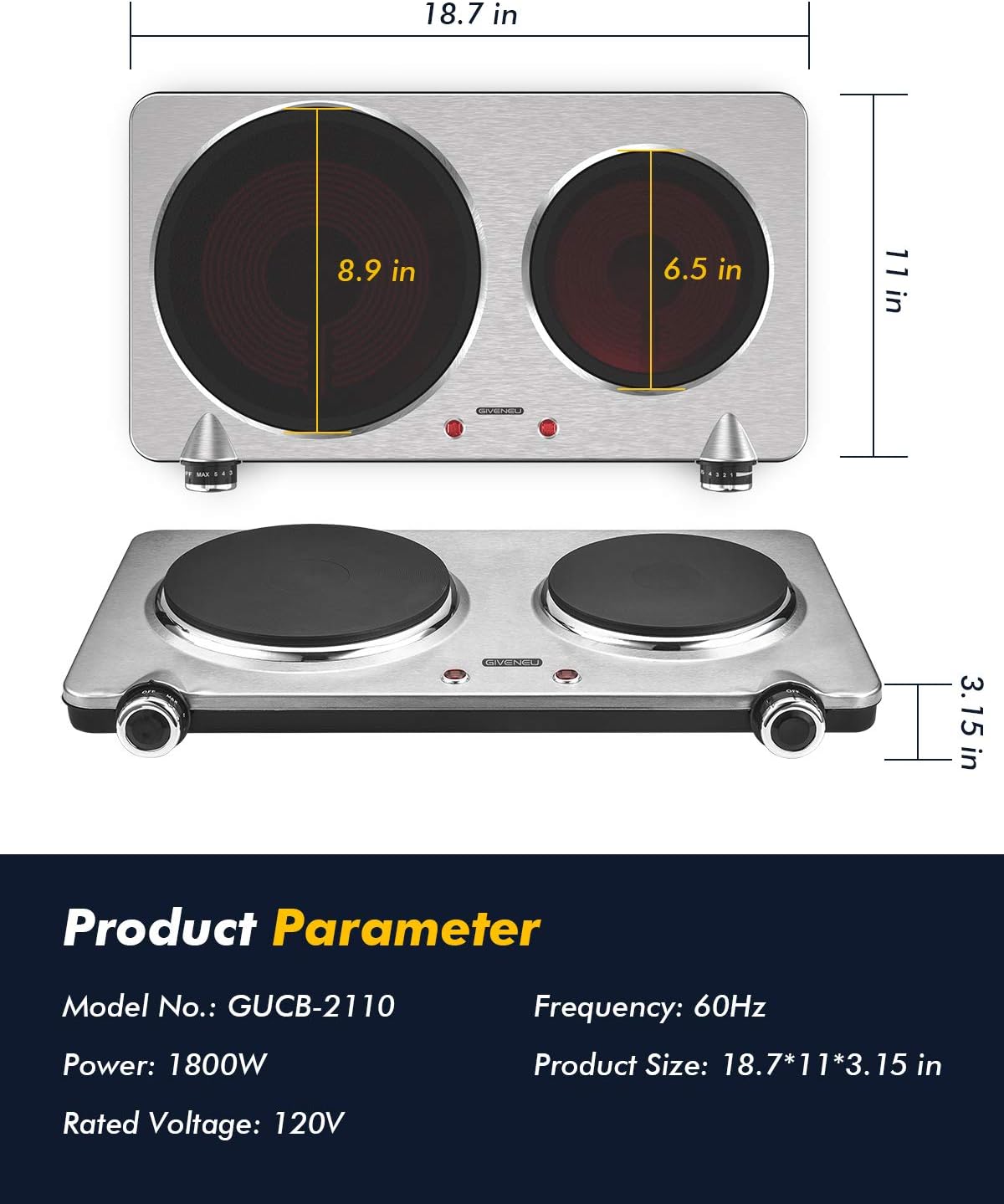 Portable Ceramic Infrared Cooktop B750
