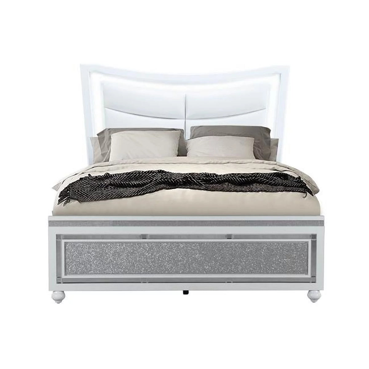 White Queen Bed With Led Lighting W82159