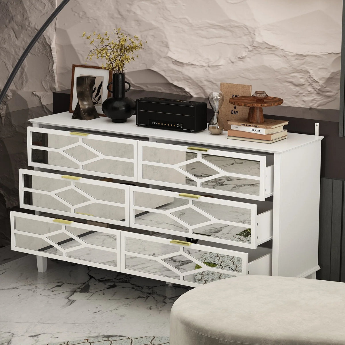 55.1W Chest Accent Dresser Storage Cabinet N259