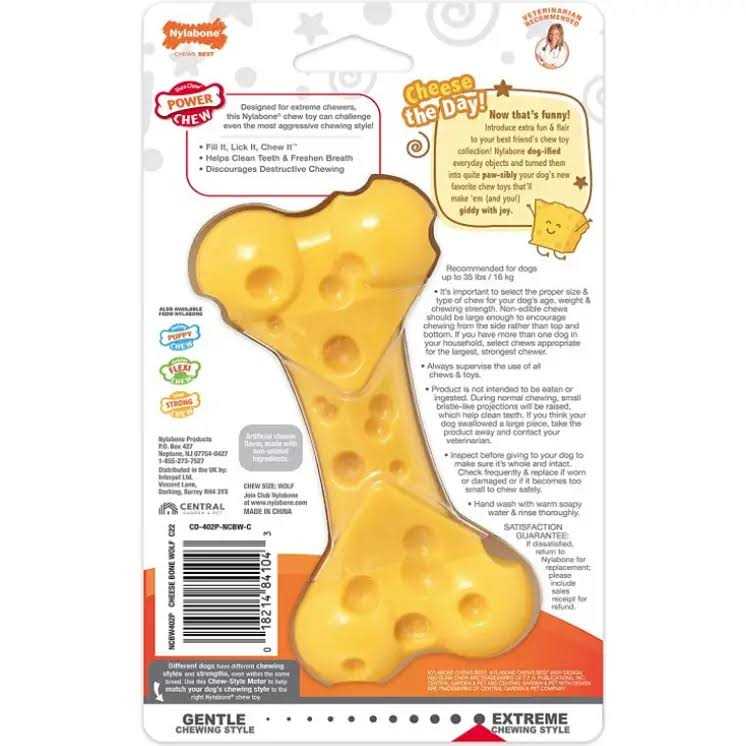 Power Chew Cheese Bone Dog Toy I617