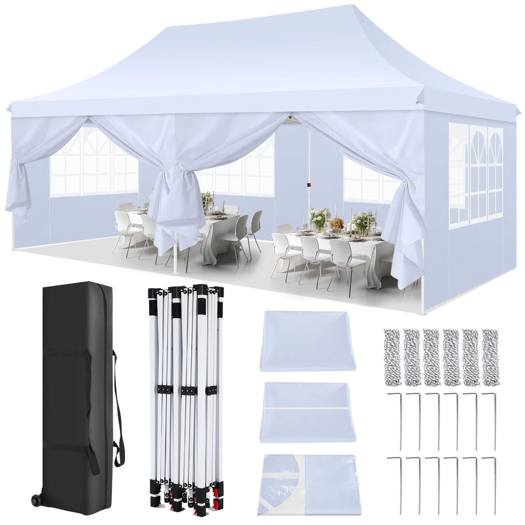 10' x 20' Pop up Canopy Tent with 6 Removable Sidewalls & Carry Bag A66099