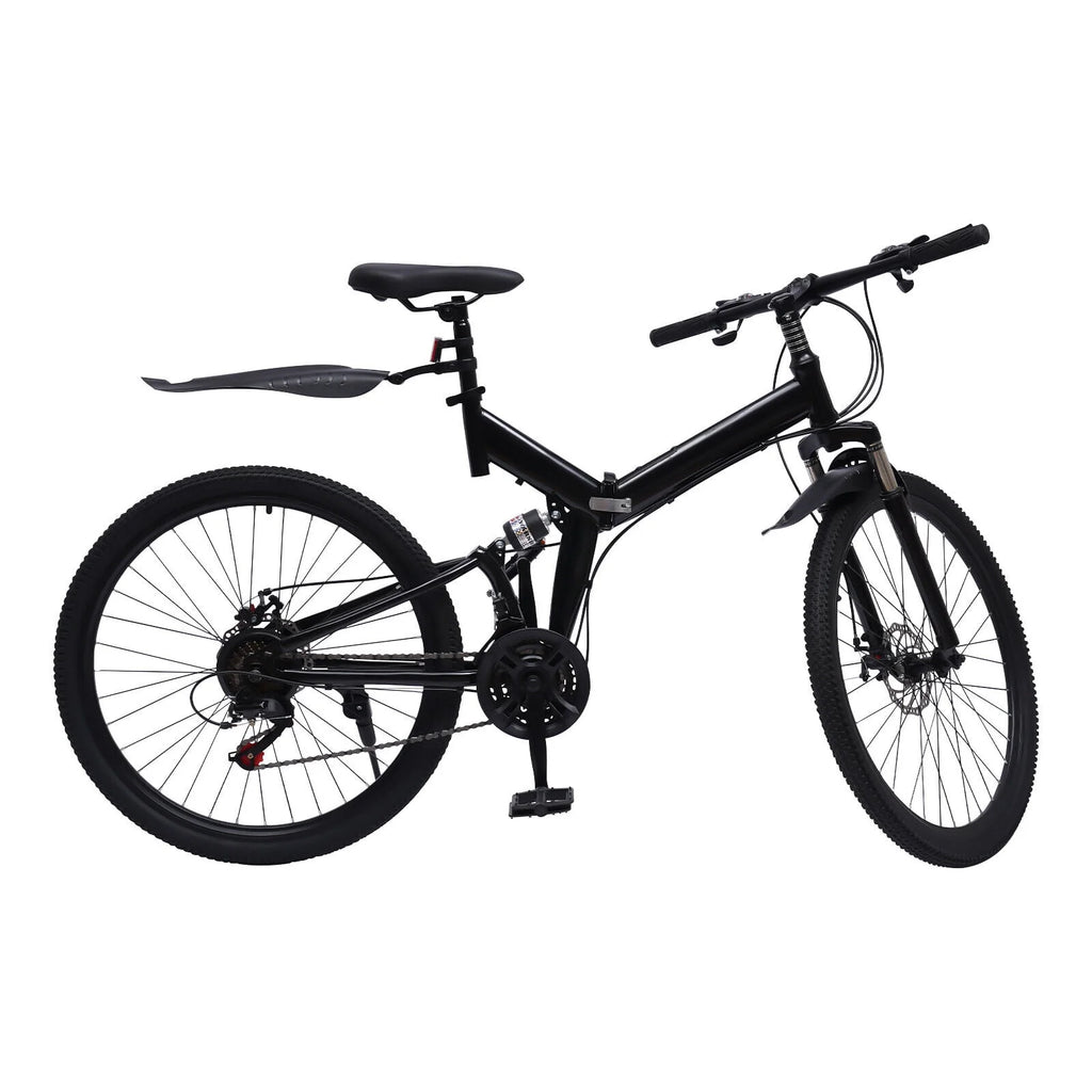21 Speed Folding Mountain Bike Carbon Steel Adults Foldable Bicycle T214