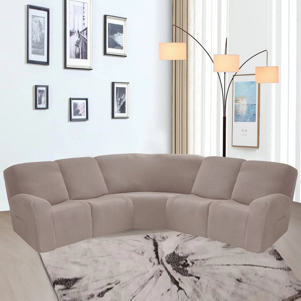 Light Brown 7-Piece Recliner Sofa Slipcover U1804