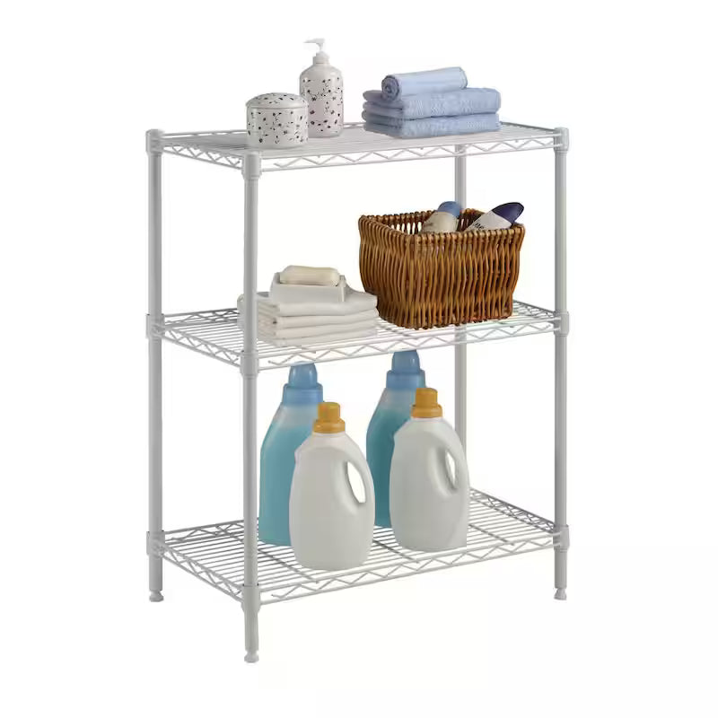 Ivory 3-Tier Metal Wire Shelving Unit O92275