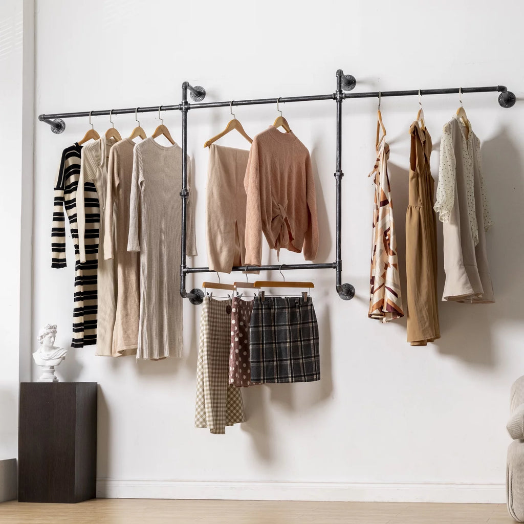 82.5 Inches Wall Mounted Heavy Duty Garment Rack B1396