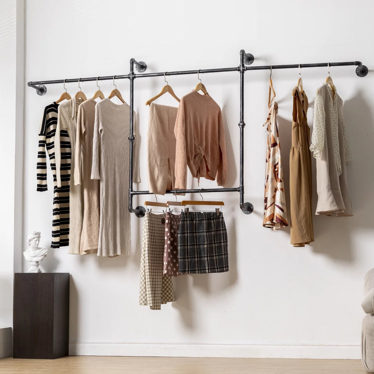 82.5 Inches Wall Mounted Heavy Duty Garment Rack B1396