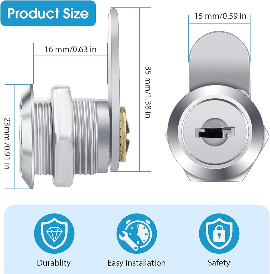16 Pieces Keyed Alike Zinc Alloy Cam Lock with 32 Keys L4084
