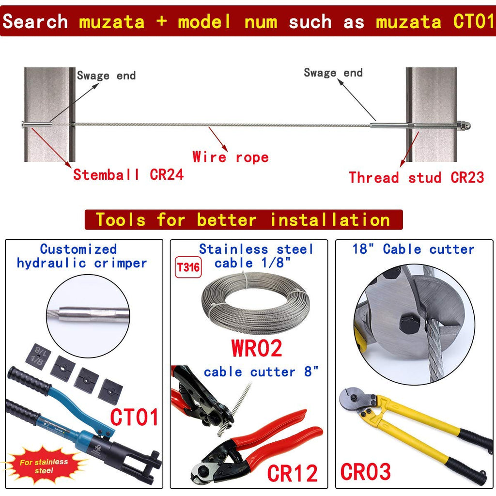 60 Pack 1/8 Cable Railing Kit T316 Stainless Steel M991832