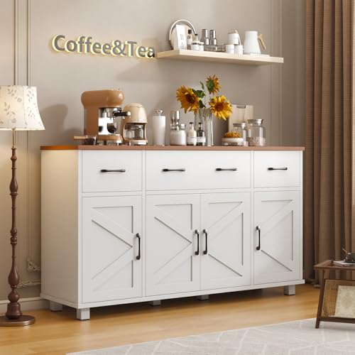 Blue Wood Buffet Cabinet with Drawers A46074