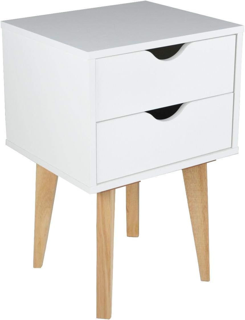 Black Two Drawer Wood Nightstand U25244