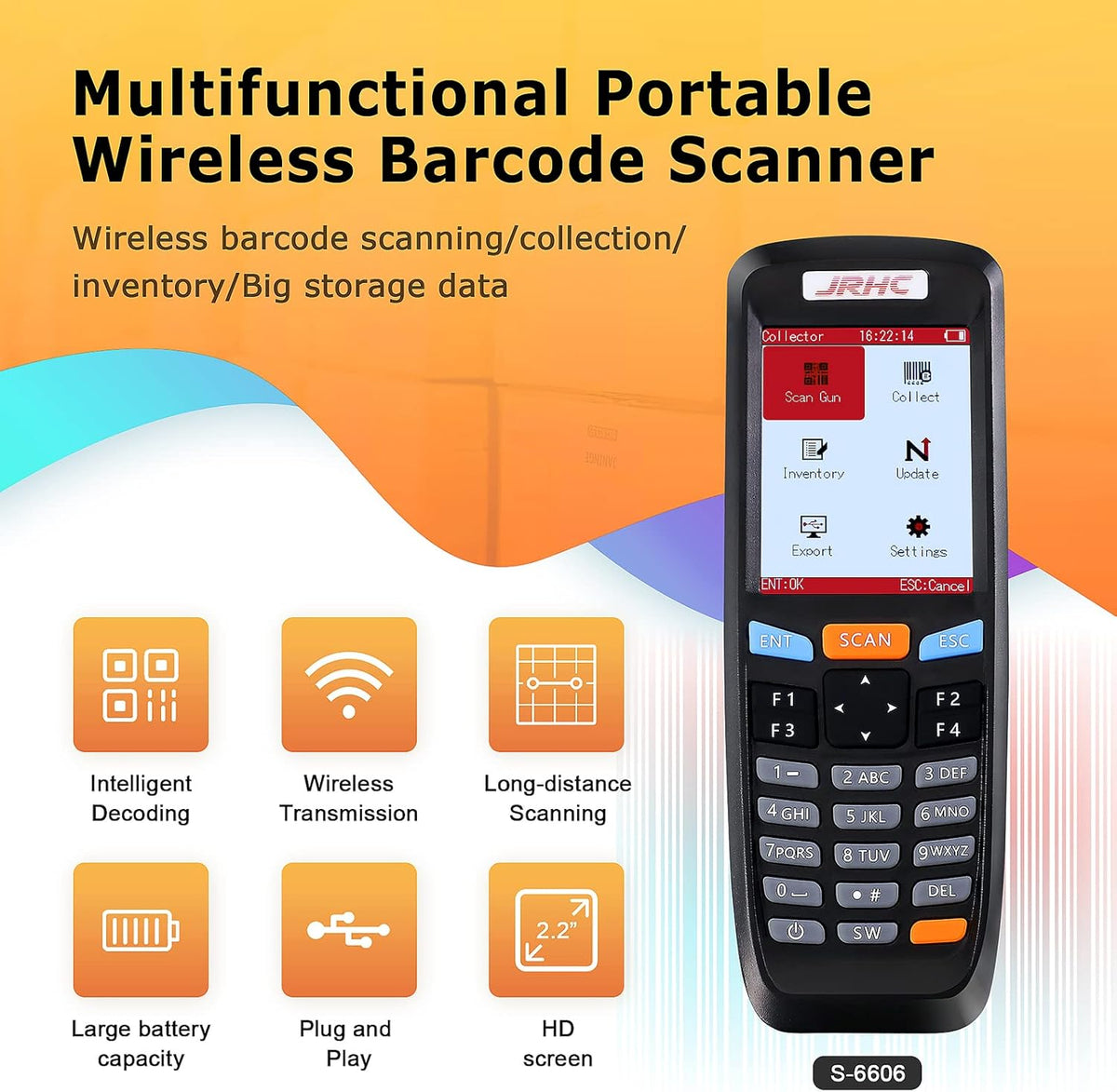 2D Wireless Barcode Scanner Portable Data Terminal with 2.8 Inch LCD Screen Pack of 2 D454546